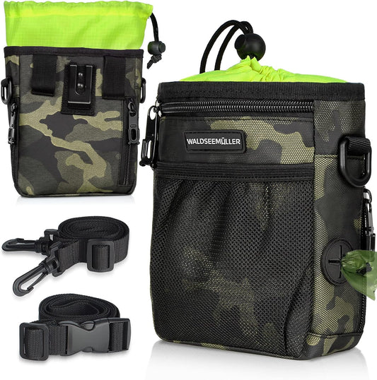 Dog Treat Pouch Waldseemuller Dog Treat Pouch for Training, Dog Training Treat Pouch with Waist Shoulder Strap,Dog Treat Bags Training Pouch 3 Ways to Wear,Dog Treat Pouch for Leash