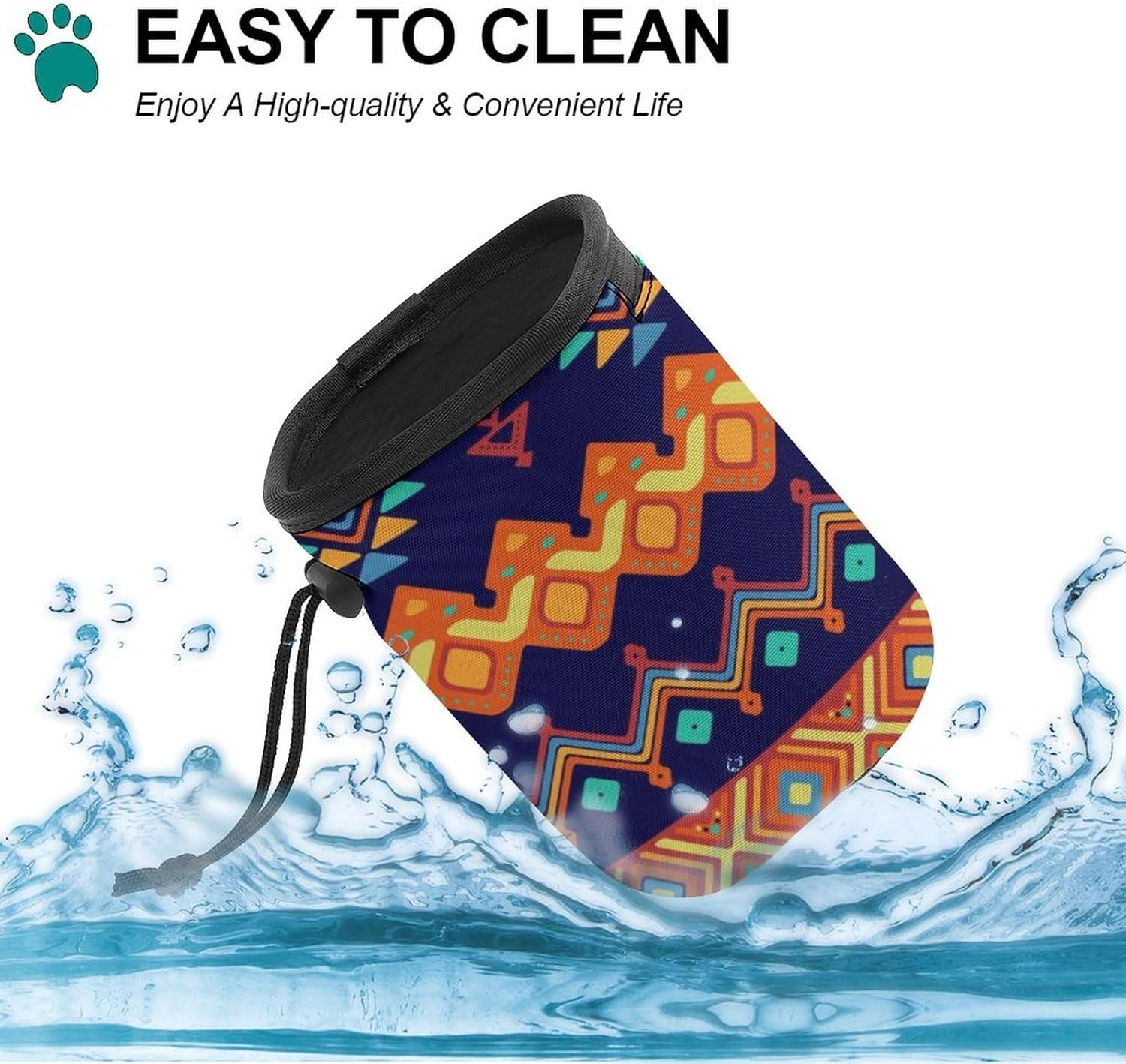 Ethnic Style Dog Treat Training Pouch Puppy Training Tools Bag with Drawstring and Waist Strap