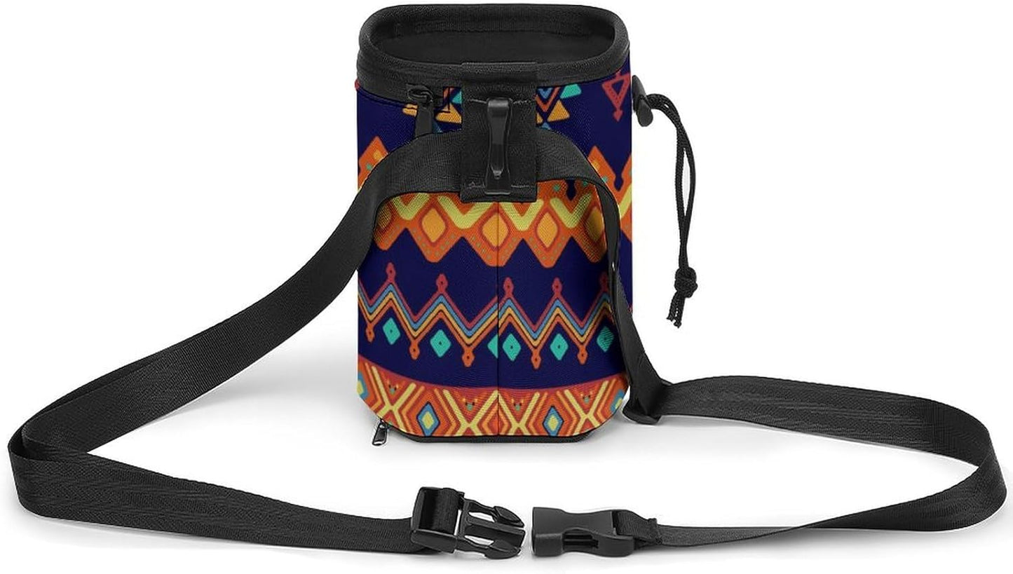 Ethnic Style Dog Treat Training Pouch Puppy Training Tools Bag with Drawstring and Waist Strap