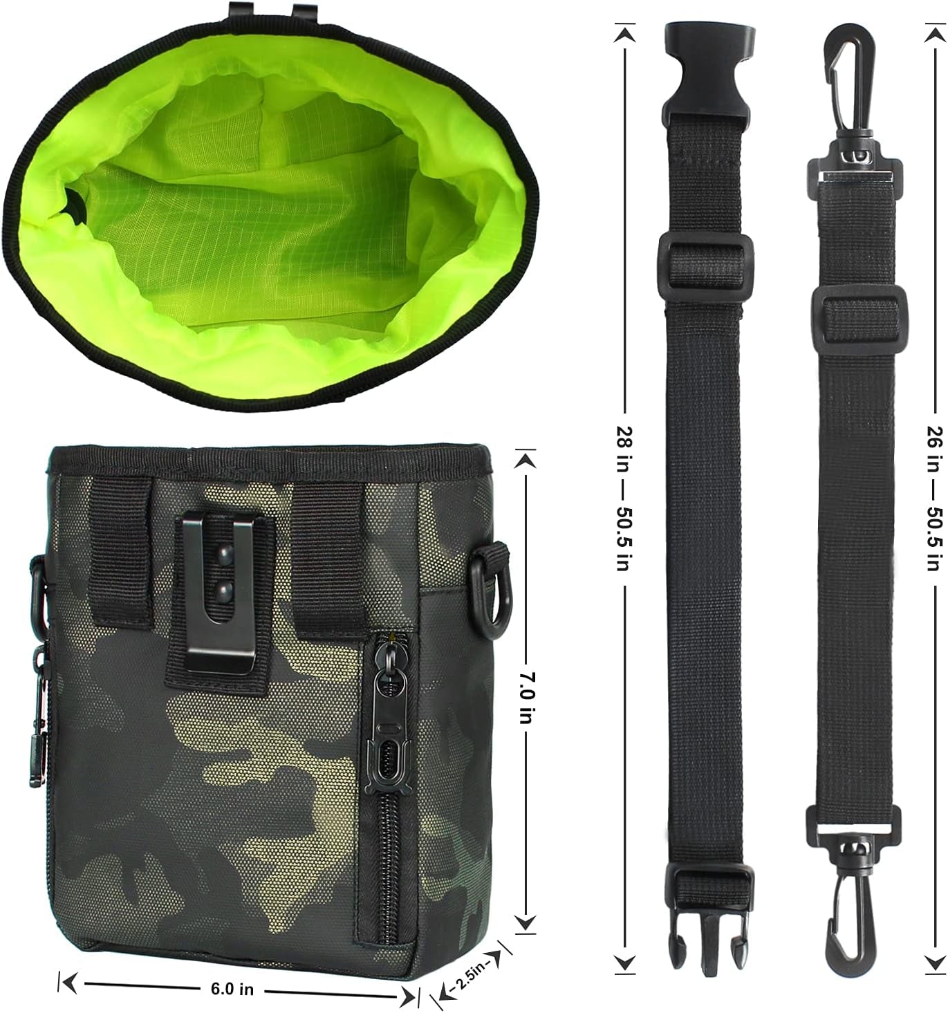Dog Treat Pouch Waldseemuller Dog Treat Pouch for Training, Dog Training Treat Pouch with Waist Shoulder Strap,Dog Treat Bags Training Pouch 3 Ways to Wear,Dog Treat Pouch for Leash