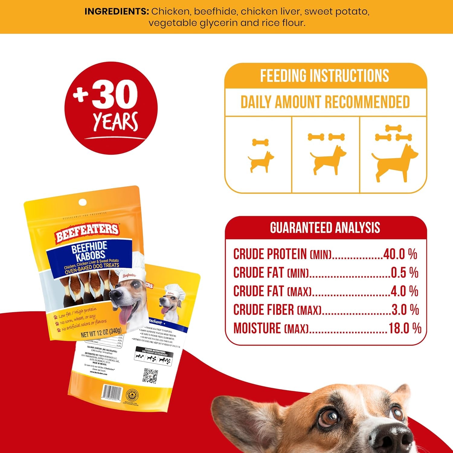 Beefhide Kabobs 12Oz – Dog Treat. Triple Flavor with Real Chicken, Liver & Sweet Potato, Long-Lasting Chew, Supports Dental Health, Ideal for Training