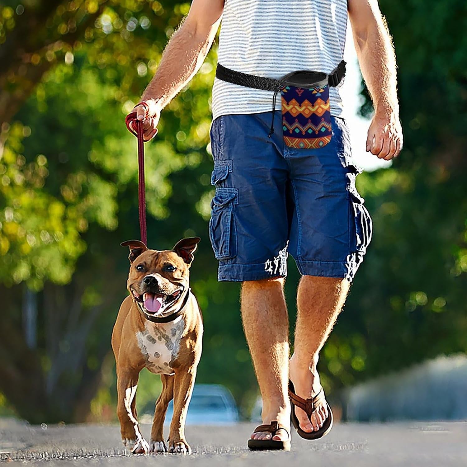 Ethnic Style Dog Treat Training Pouch Puppy Training Tools Bag with Drawstring and Waist Strap
